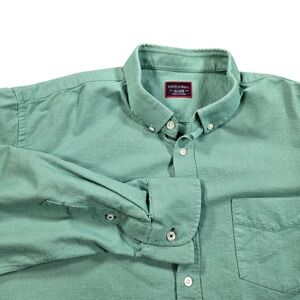 UNTUCKit Shirt Mens 2XL Green Solid 100% Cotton Button Down Long Sleeve Casual